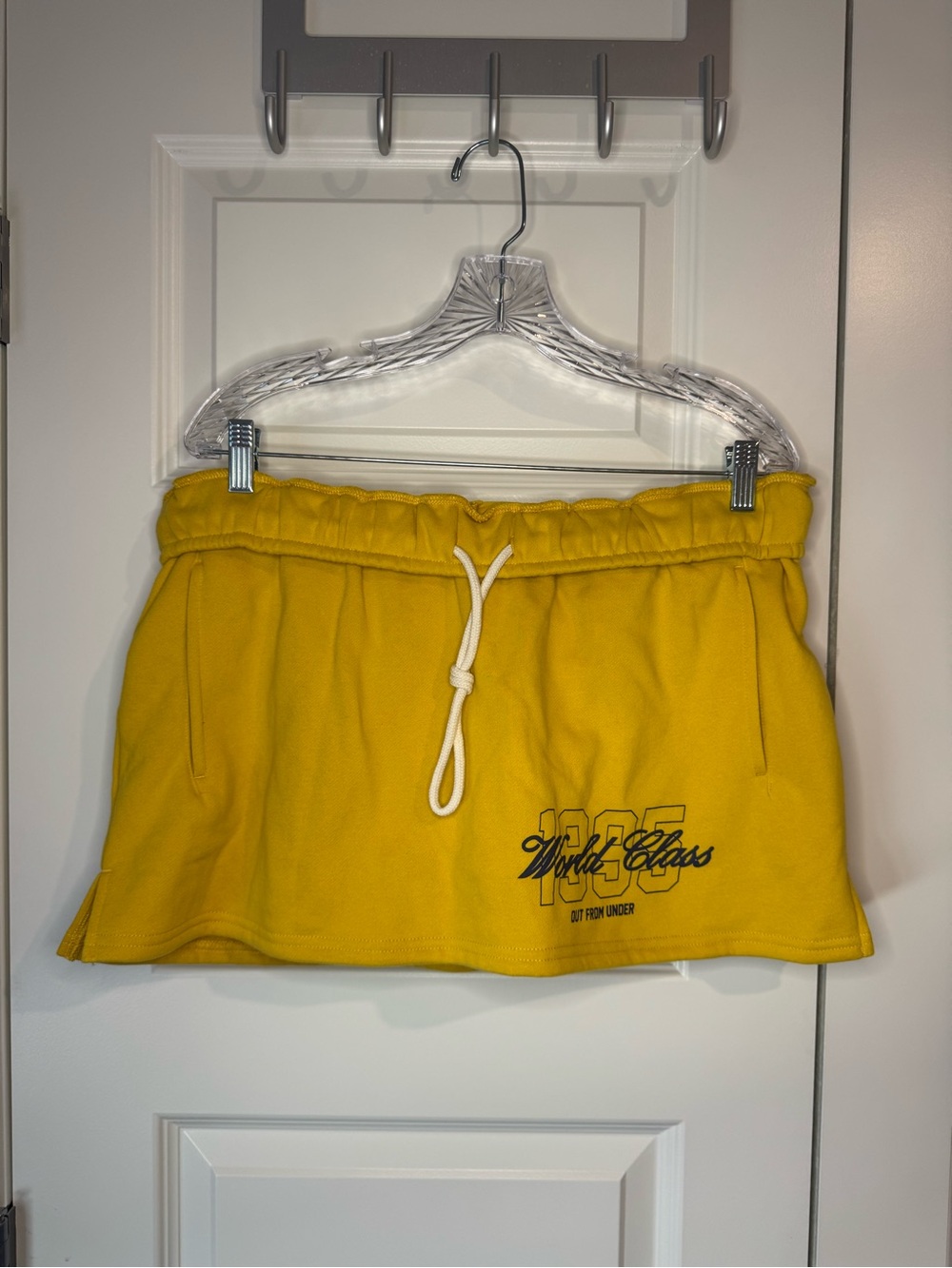 Out From Under Yellow Drawstring Casual Mini Skirt with Logo